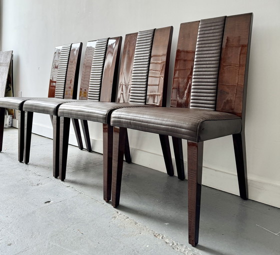 Image 1 of Set Of 4 Contemporary Wooden Dining Chairs