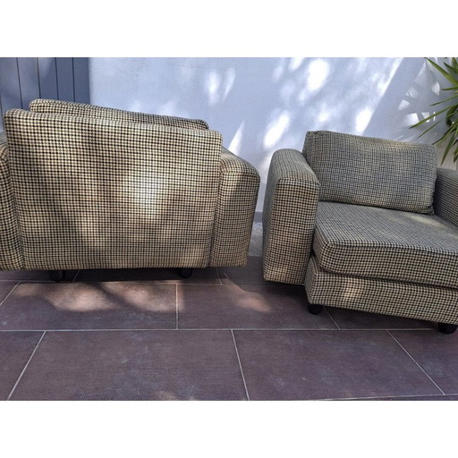 Pair of vintage Arflex poltronas in fabric by Marco Zanuso for Mcm, 1950-1960s