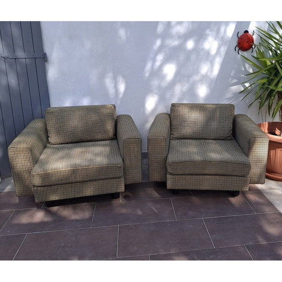 Image 1 of Pair of vintage Arflex poltronas in fabric by Marco Zanuso for Mcm, 1950-1960s