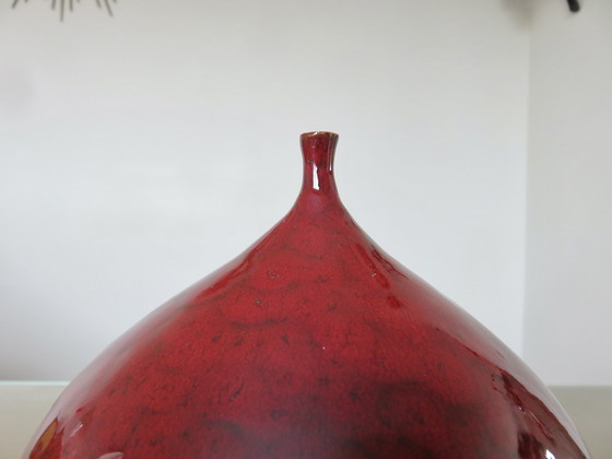 Image 1 of Red Ceramic "Fig" Vase 60s