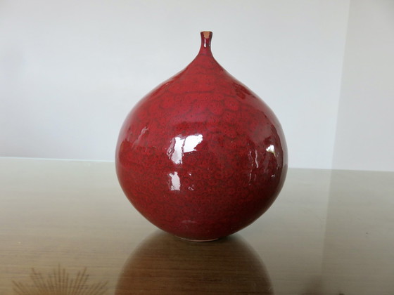 Image 1 of Red Ceramic "Fig" Vase 60s