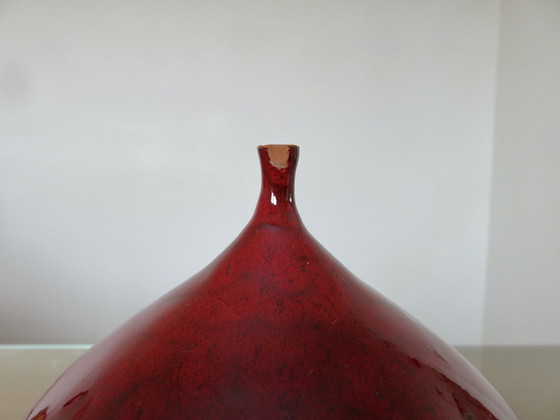 Image 1 of Red Ceramic "Fig" Vase 60s