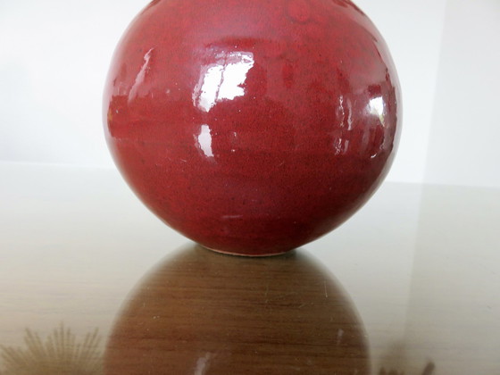 Image 1 of Red Ceramic "Fig" Vase 60s