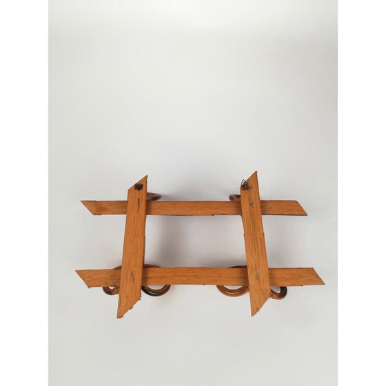 Image 1 of Mid-century bamboo and rattan wall coat rack, Italy 1960s