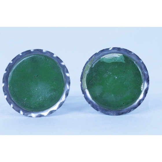 Image 1 of Pair of vintage nickel silver candle holders by Gab, 1930