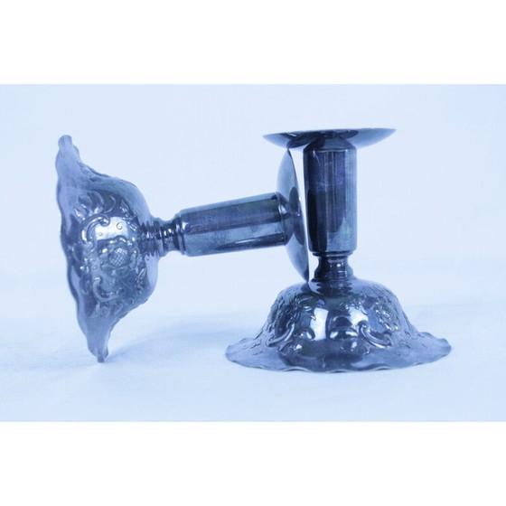 Image 1 of Pair of vintage nickel silver candle holders by Gab, 1930