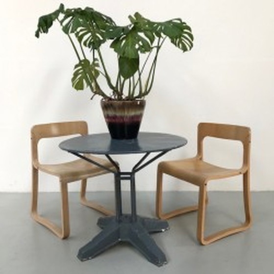 Image 1 of Table de jardin en acier, base en fonte - années 1950