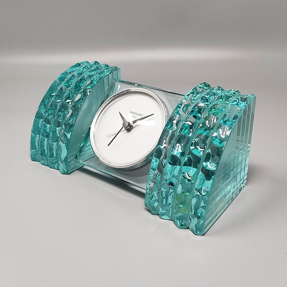 Image 1 of 1970S Astonishing Table Clock By Omodomo In Crystal. Made In Italy