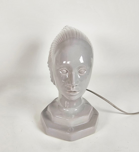 Image 1 of Vintage - Rene Lalique style - design Hubert Olivier - table lamp - ceramic - France - 1960's