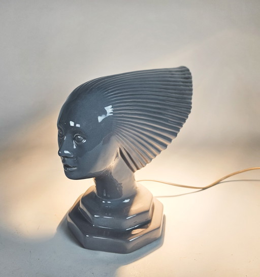 Vintage - Rene Lalique style - design Hubert Olivier - table lamp - ceramic - France - 1960's