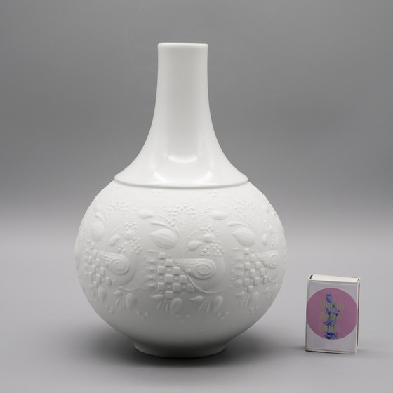 Image 1 of Rosenthal Vase Duo Björn Wiinblad Bisque Porcelain Matte & Glossy Relief MCM WGP