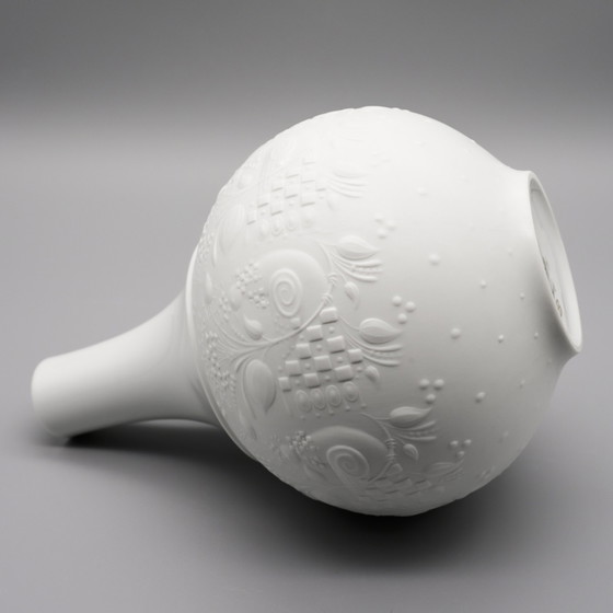 Image 1 of Rosenthal Vase Duo Björn Wiinblad Bisque Porcelain Matte & Glossy Relief MCM WGP