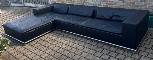 De Sede Ds7 Black Leather Corner Sofa