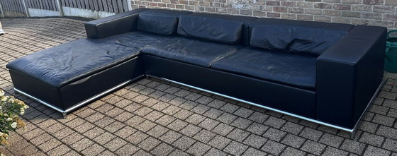 Image 1 of De Sede Ds7 Black Leather Corner Sofa