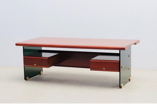 Mid-Century Modern Glass Desk By Tosi, Italy 1960s