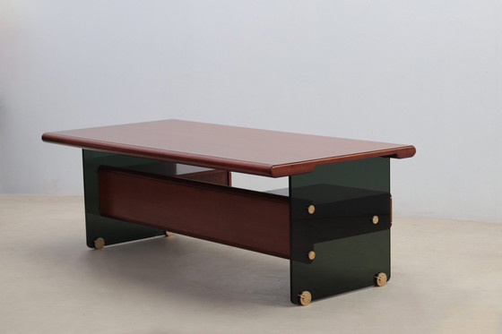 Image 1 of Mid-Century Modern Glass Desk By Tosi, Italy 1960s