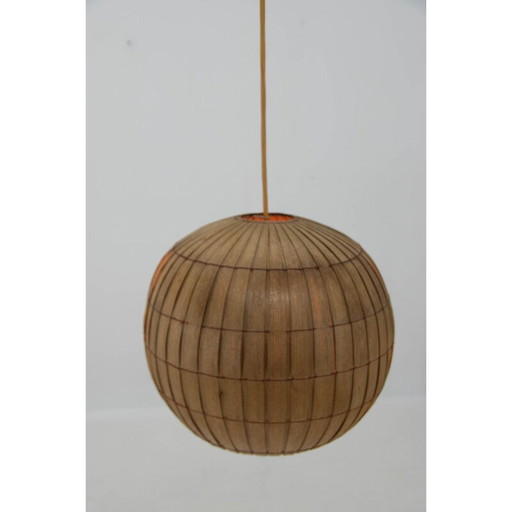 Mid-century wooden veneer pendant lamp by Uluv, Czechoslovakia 1960s