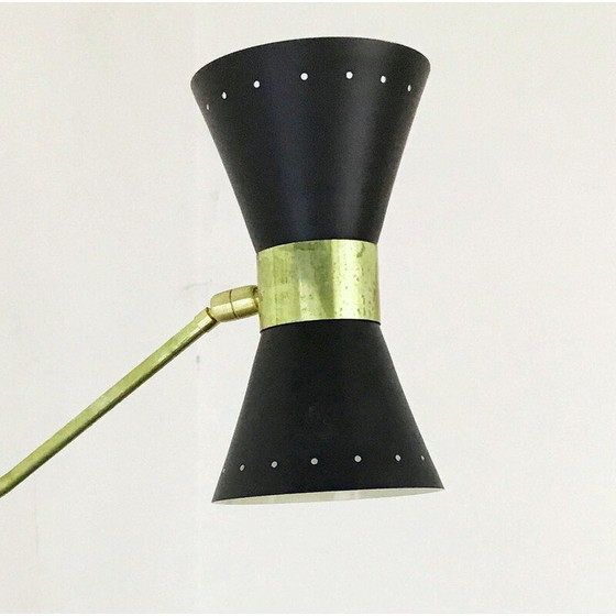 Image 1 of Vintage Diabolo wall lamp in brass and lacquered iron, Italy 1950