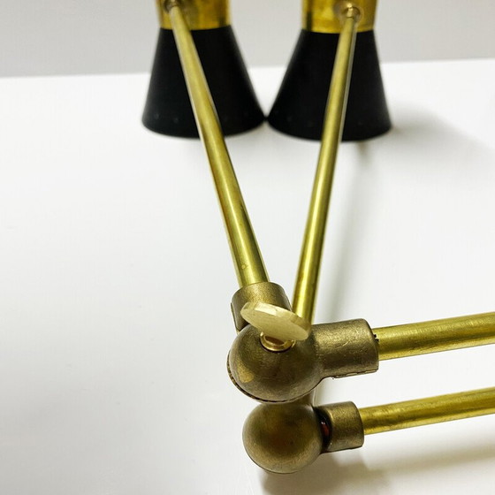 Image 1 of Vintage Diabolo wall lamp in brass and lacquered iron, Italy 1950