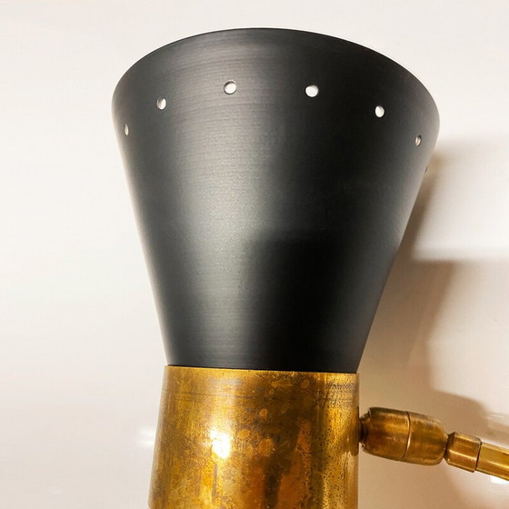 Image 1 of Vintage Diabolo wall lamp in brass and lacquered iron, Italy 1950