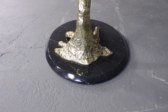 Image 1 of Vintage coffee table glass table bonsai brass marble