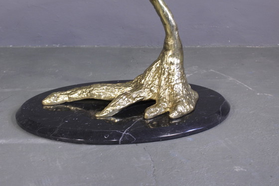 Image 1 of Vintage coffee table glass table bonsai brass marble