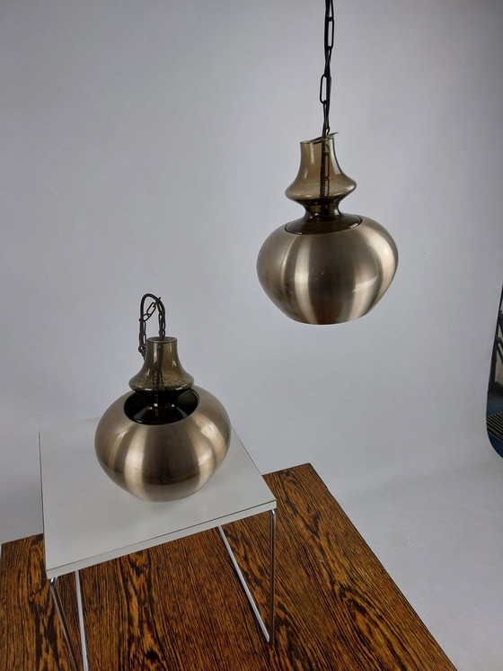 Image 1 of 2 x Raak Amsterdam fuchsia Pendant lamps smoked glass