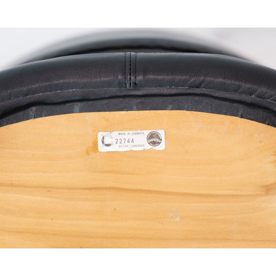Image 1 of Poltrona vintage in pelle nera e gambe in palissandro di Chr. Linneberg, 1960