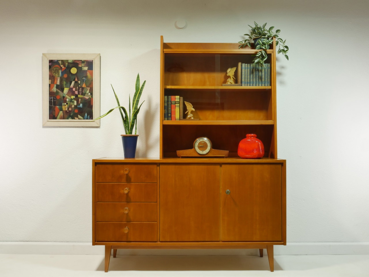 Highboard / bibliothèque / vitrine vintage, années 60, Allemagne