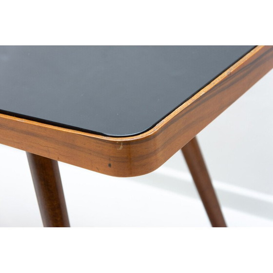 Image 1 of Vintage coffee table in opaxite glass and beech for Interiér Praha, Czechoslovakia 1960