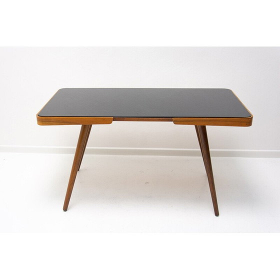 Image 1 of Vintage coffee table in opaxite glass and beech for Interiér Praha, Czechoslovakia 1960