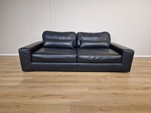 Italian Design Sofa 3 Seater Black Leather Unique