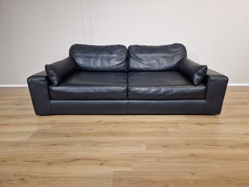 Italian Design Sofa 3 Seater Black Leather Unique