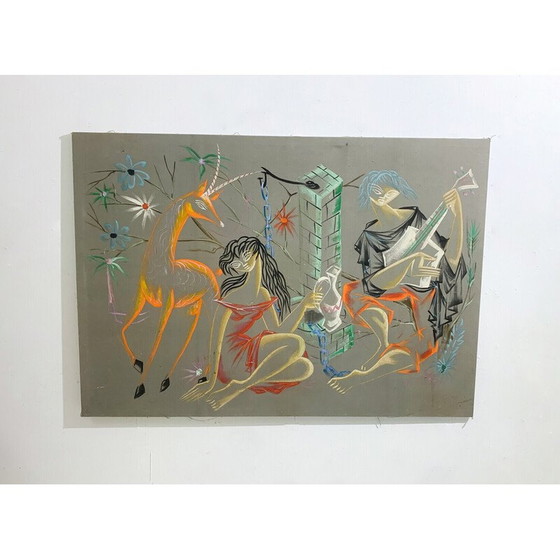 Image 1 of Lienzo pintado de mediados de siglo, década de 1960