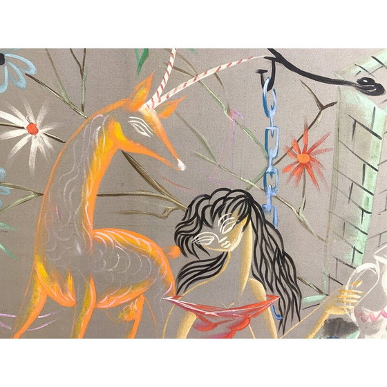 Image 1 of Lienzo pintado de mediados de siglo, década de 1960