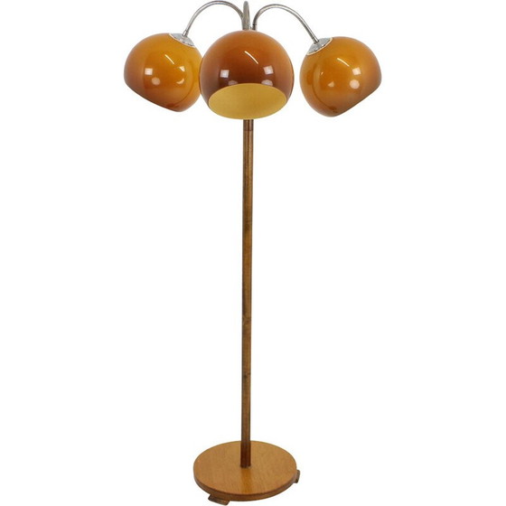 Image 1 of Vintage adjustable floor lamp in wood, plastic and chrome, Czechoslovakia 1960s