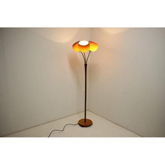 Image 1 of Vintage adjustable floor lamp in wood, plastic and chrome, Czechoslovakia 1960s