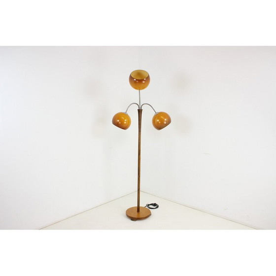 Image 1 of Vintage adjustable floor lamp in wood, plastic and chrome, Czechoslovakia 1960s