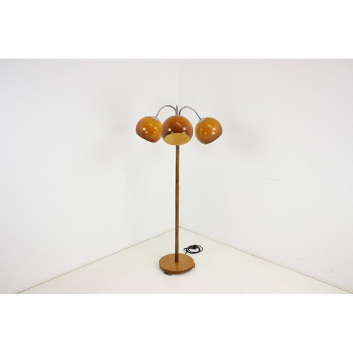Vintage adjustable floor lamp in wood, plastic and chrome, Czechoslovakia 1960s