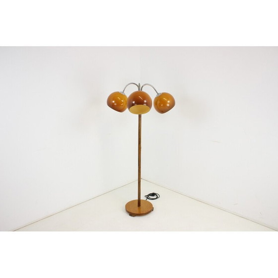 Image 1 of Vintage adjustable floor lamp in wood, plastic and chrome, Czechoslovakia 1960s