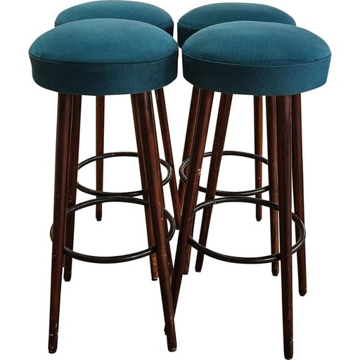 Set of 4 vintage beechwood stools, Denmark 1970