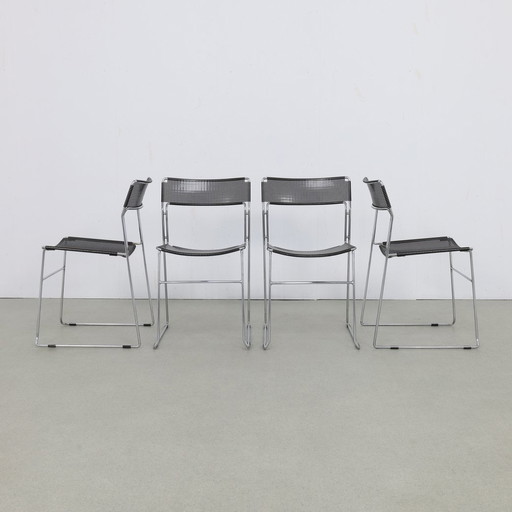 4X Dining Chair Perforated Metal Arrben, 1980S