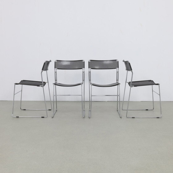 Image 1 of 4X Dining Chair Perforated Metal Arrben, 1980S