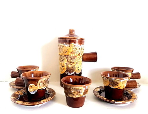 Vintage Ceramic Coffee Set Fat Lava 1960