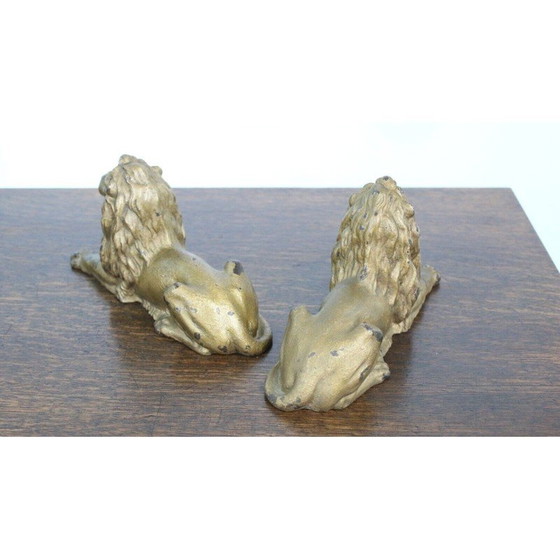 Image 1 of Pair of vintage cast iron lions