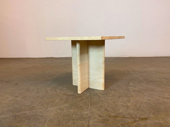 Image 1 of Tavolino da caffè vintage in travertino, Italia, metà secolo 1960-1970