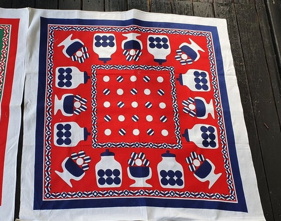 Image 1 of 13313 Vintage 1970s Cotton Tablecloth, Rug