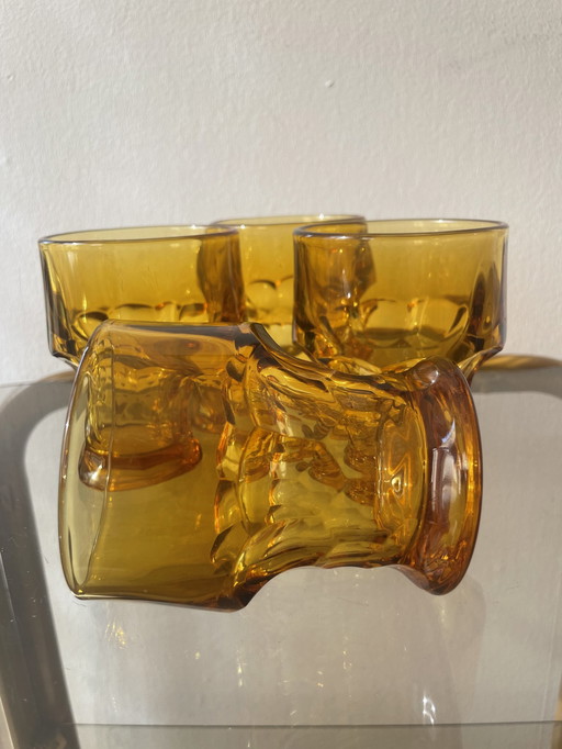 Set Of 6 Georgian Amber Glasses From Italy 