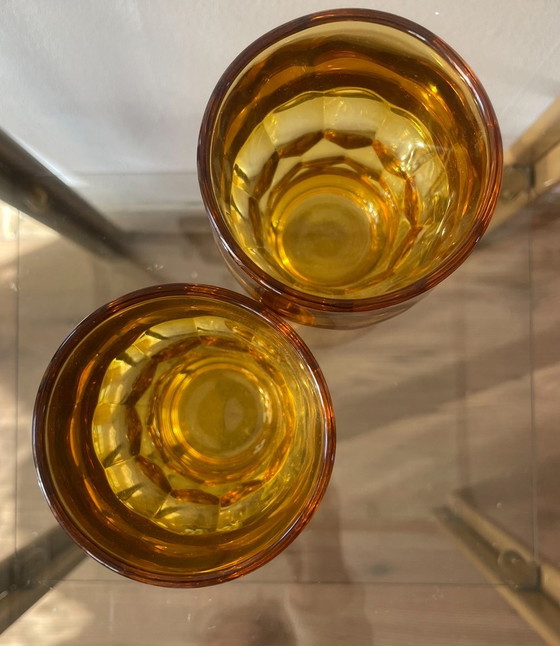 Image 1 of Set Of 6 Georgian Amber Glasses From Italy 