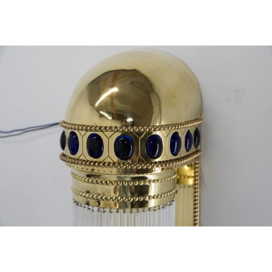Image 1 of Vintage Art Nouveau brass and crystal wall lamp, 1910s